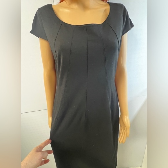 TAHARI ARTHUR S. LEVINE Black slip dress with animal print lining cap sleeve 12 - Picture 12 of 14